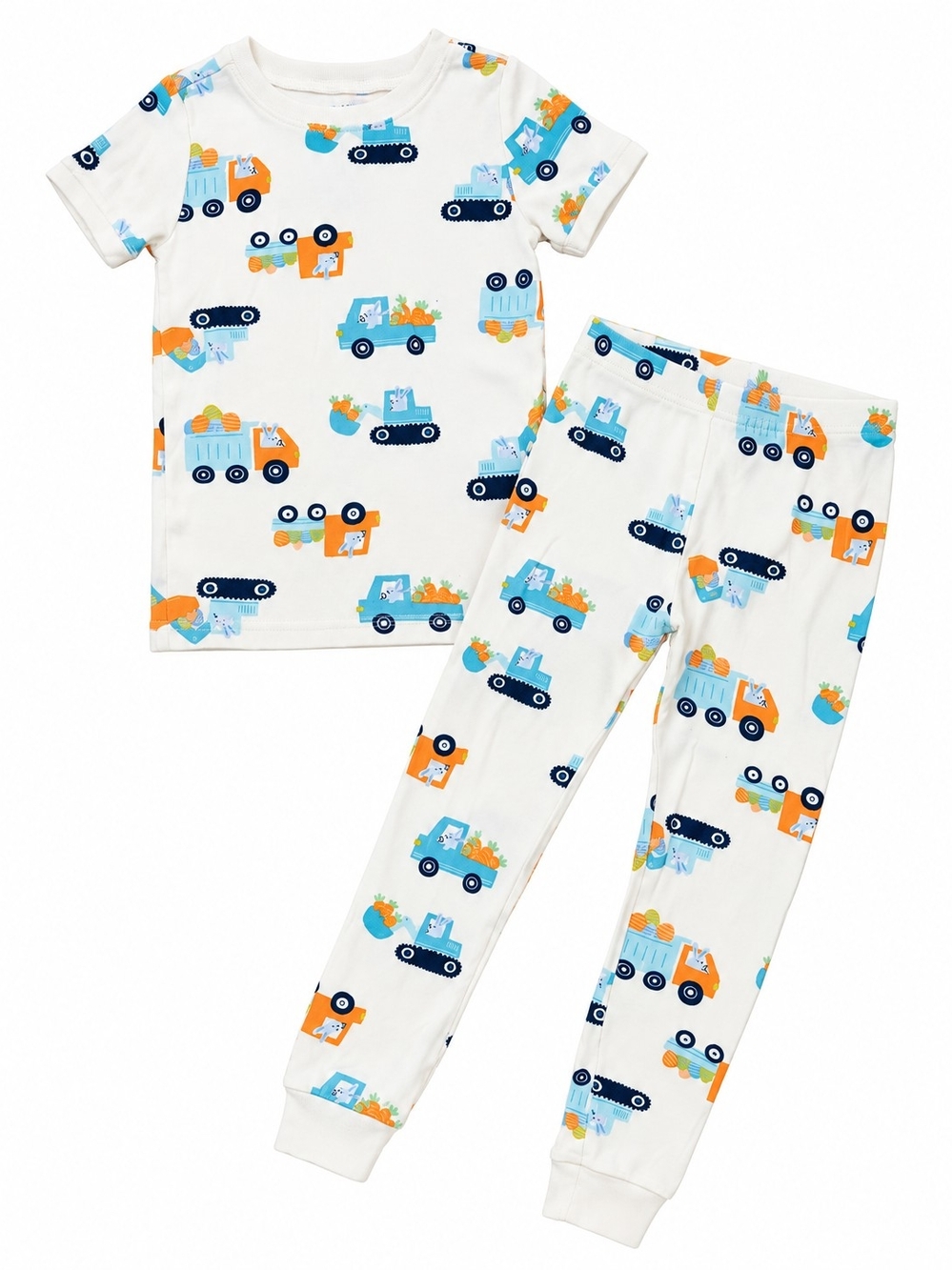 Old Navy 5T Boys Short Sleeve Pajama Set Easter Bunny Trucks Carrots Spring